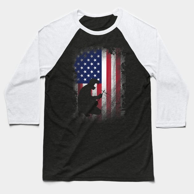 Welder American Flag Shirt USA Patriotic Welder Gift Baseball T-Shirt by LiFilimon